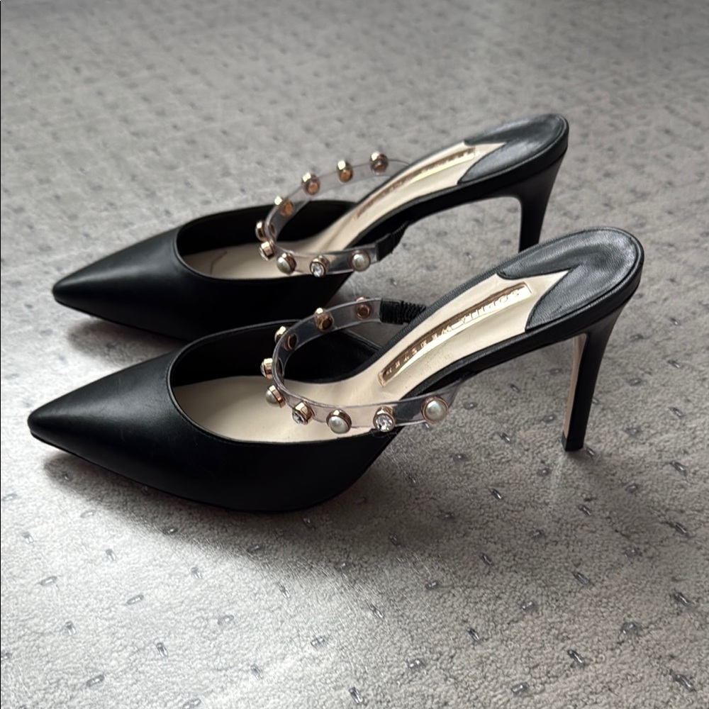 Sophia Webster Elegant Black Women's Shoes with Gemstone Accents, size 37